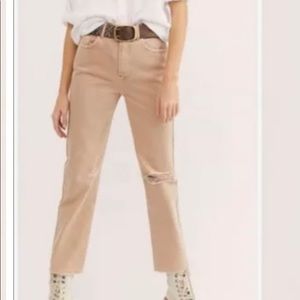 We The Free | Free People Khaki Straight Leg High Rise Jeans